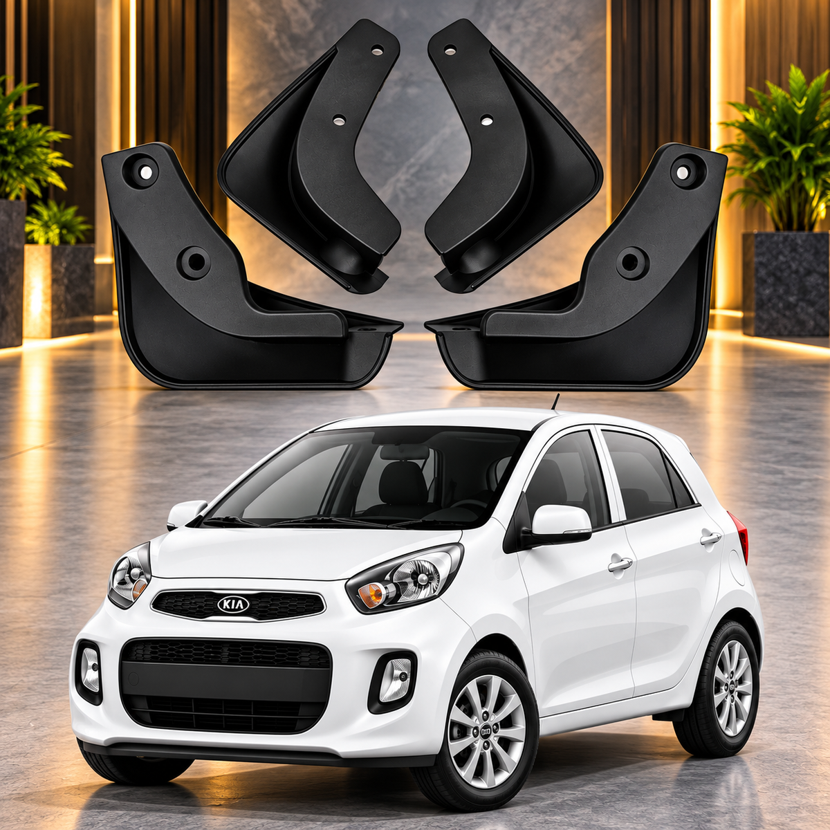 Kia Picanto 4pcs Black Mud Flaps