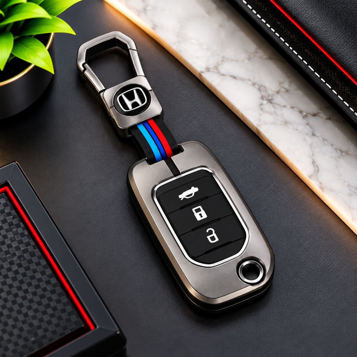Honda Civic Rebirth 2012-2015 BMW Style Metal Key Cover - Remote Cover