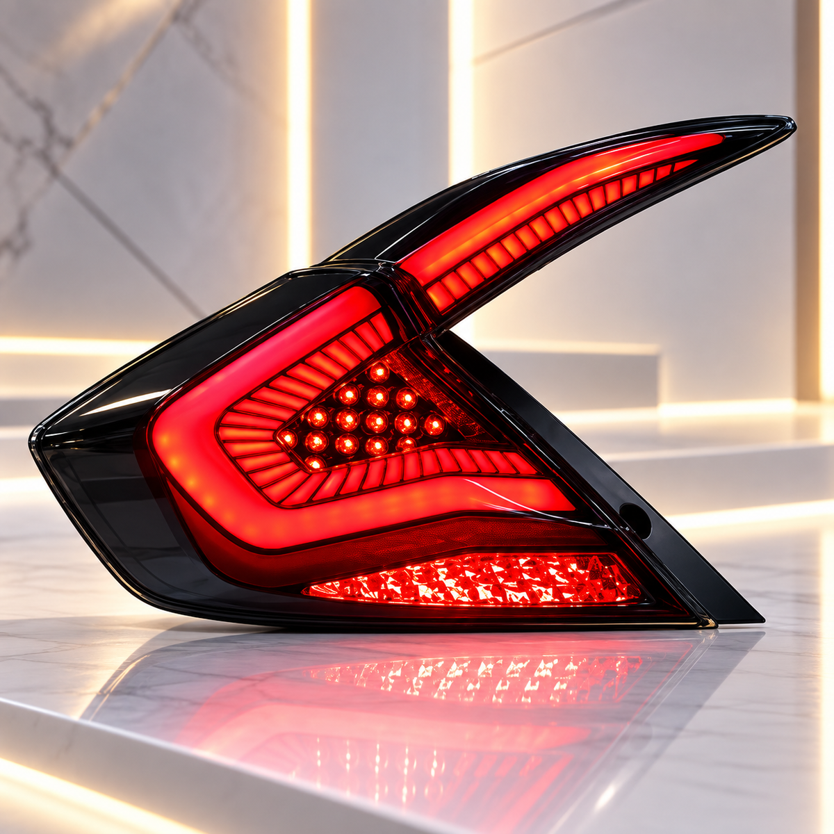 Honda Civic X 2016-2021 Snake Style Smoke Tail Lights Version 7 - Back Lamps - Rear Lamps