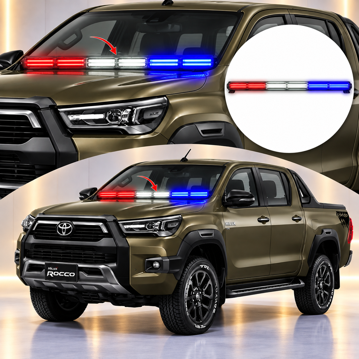 Universal 3 colours 6 Bar Police Light Dashboard  Car Dashboard Police Light Flasher