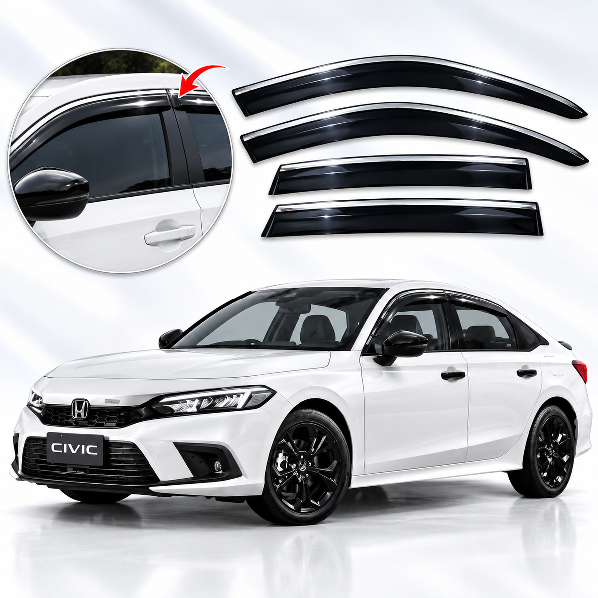 Honda Civic Xi 2022-2026 TXR Air Press Sun Visor With Chrome