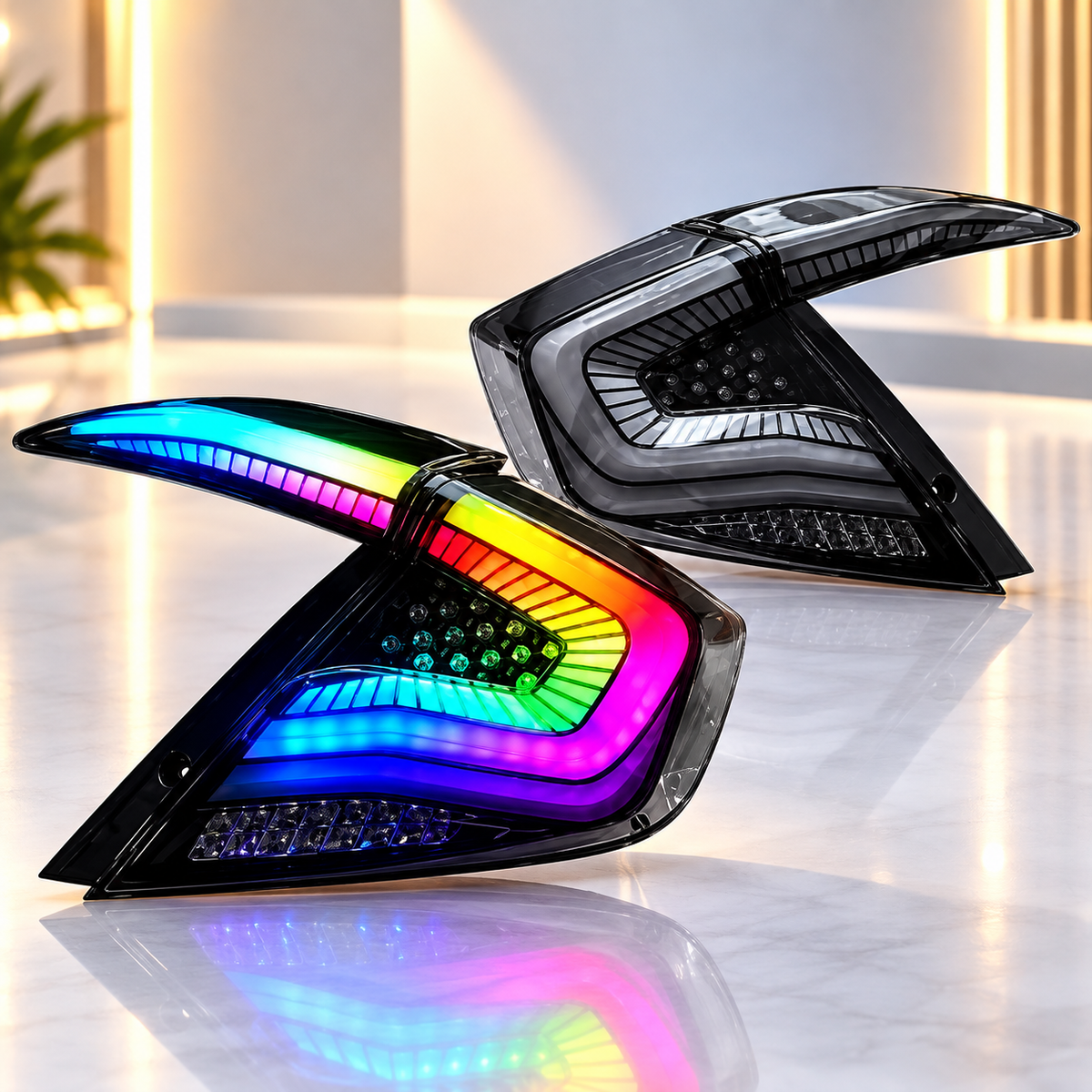 Honda Civic X 2016-2021 RGB Snake Style Tail Lights Version 7 - Back Lamps - Rear Lamps