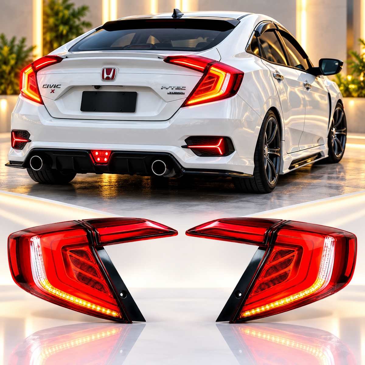 Honda Civic X 2016-2021 Tail Lights Version 2 - Back Lamps - Rear Lamps