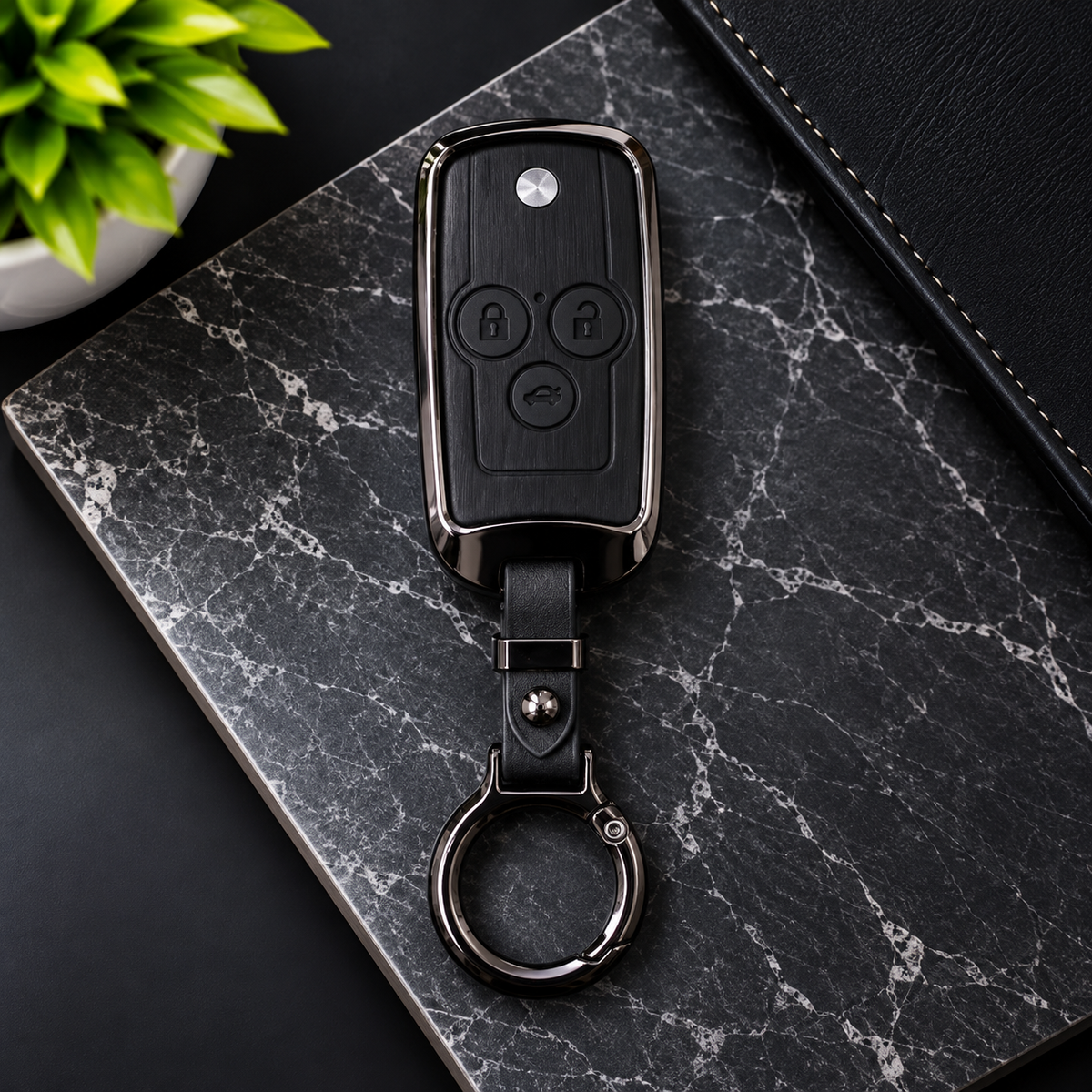 Honda Civic Rebirth 2012-2015 Flip Metal Leather Key Cover - Remote Cover