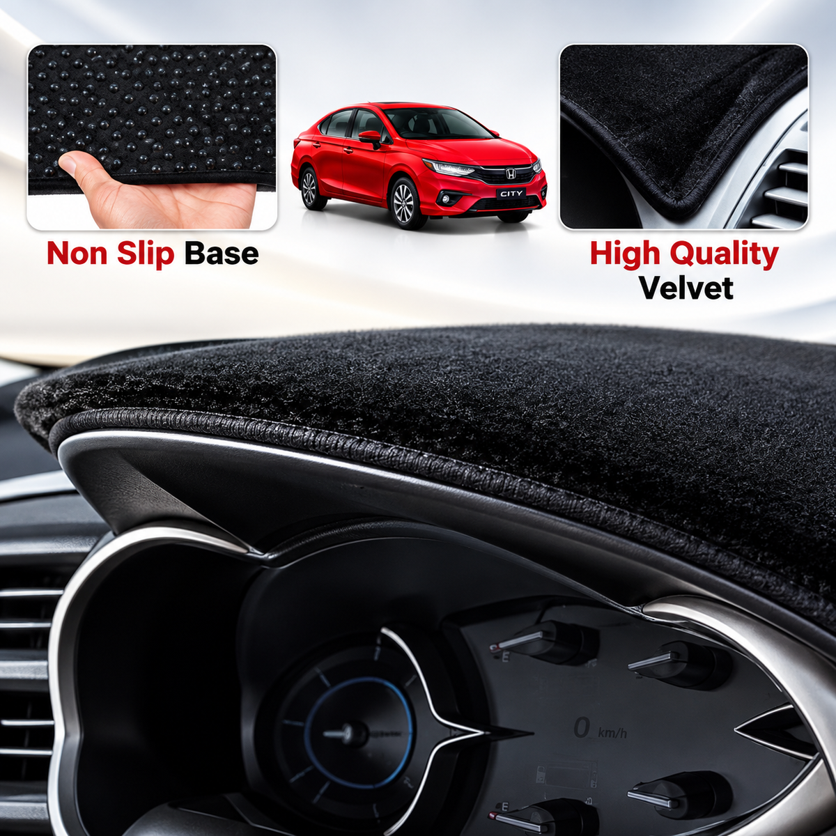 Honda City 2022–2026 Dashboard Mat Velvet Non-Slip Dash Cover – Custom Fit Sun Protection