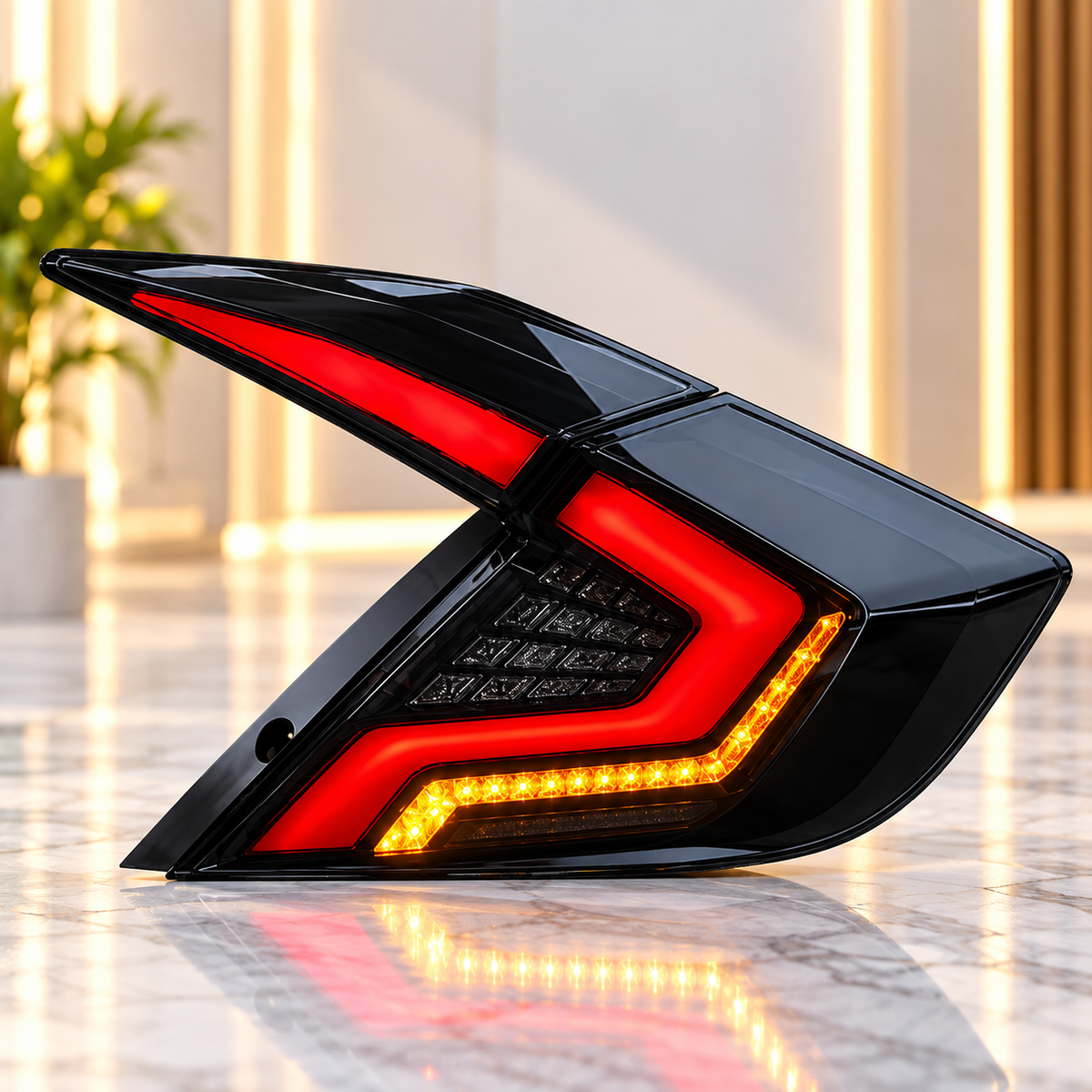 Honda Civic X 2016-2021 Smoke Tail Lights Version 5 - Back Lamps - Rear Lamps