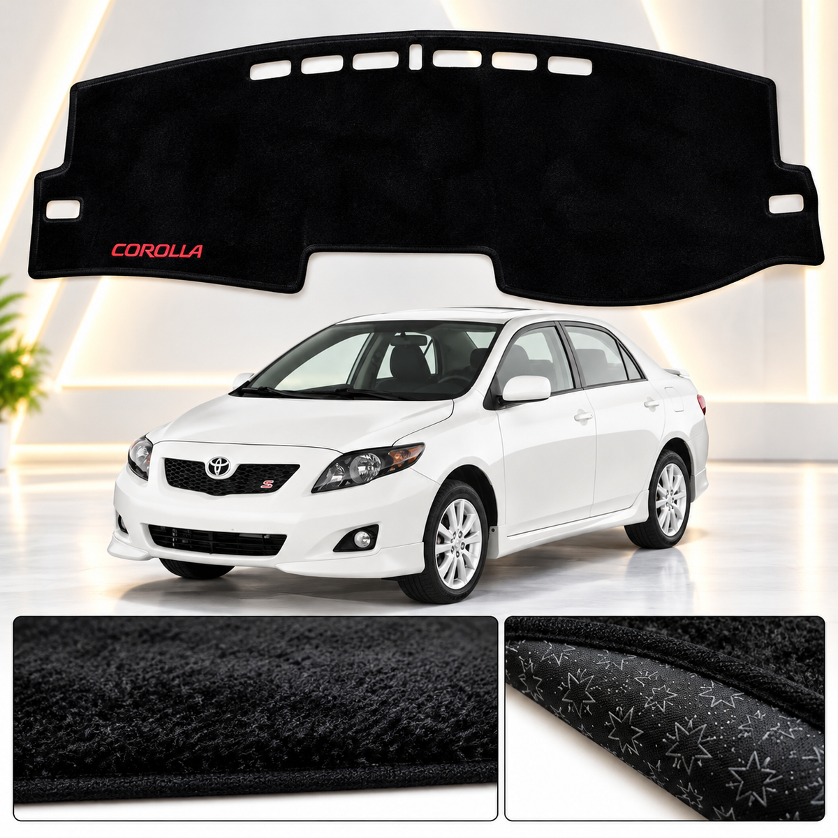 Toyota Corolla 2008-2011 Dashboard Mat Velvet Non-Slip Dash Cover – Custom Fit Sun Protection