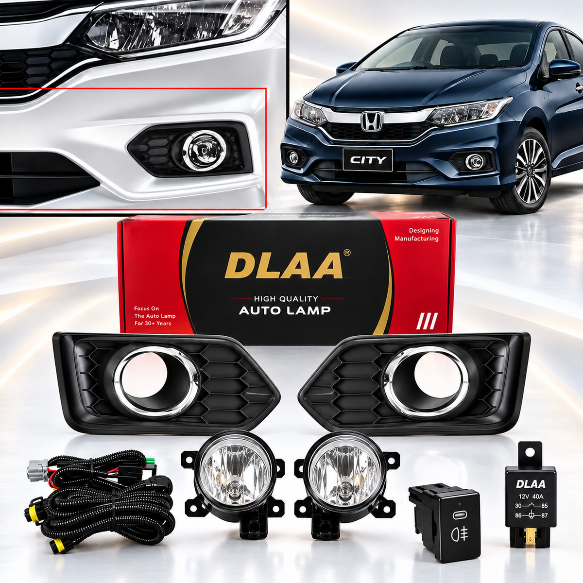 Honda City 2022-2026 Dlaa Fog Lamps - Fog Lights Dlaa With Chrome Covers