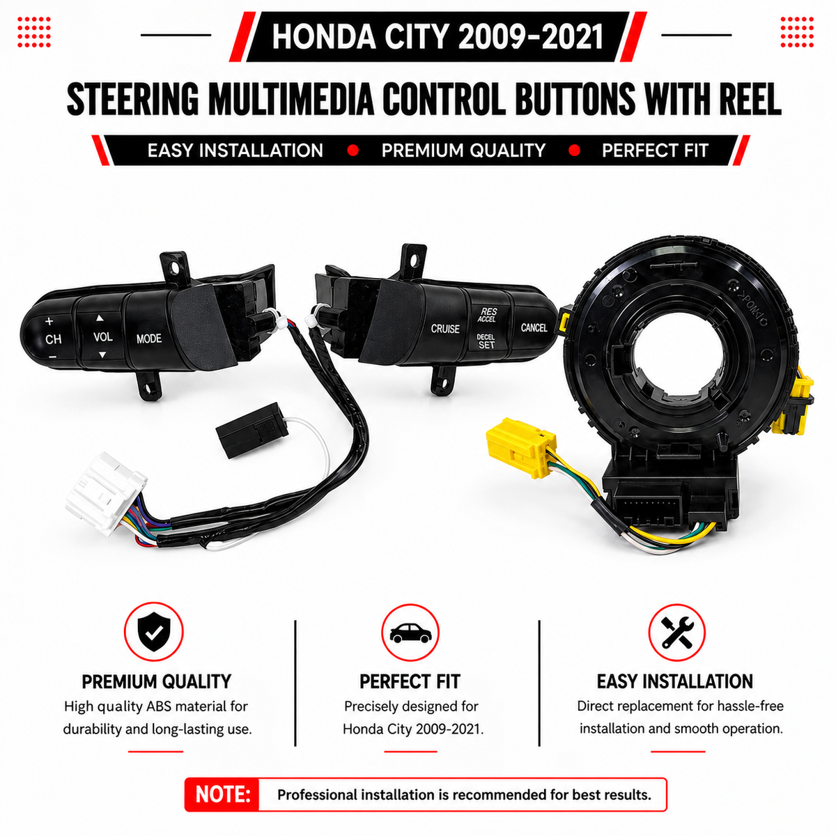City 2009-2021 Steering Multimedia Control Buttons with Reel