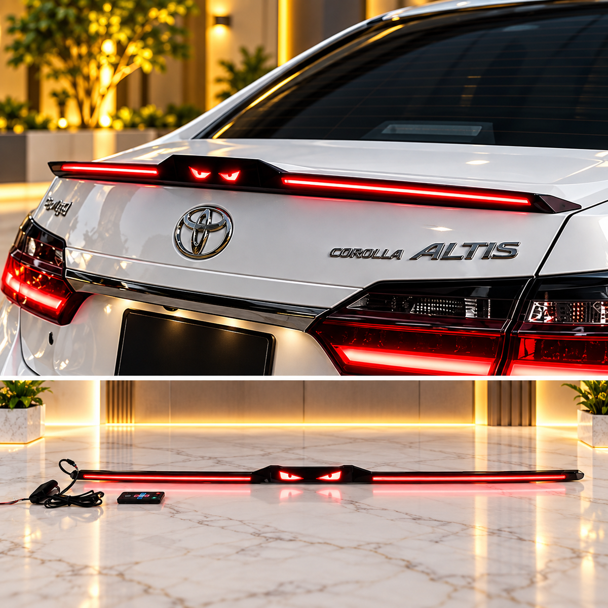 Universal Car Spoiler LED Brake Light Strip 3 Pcs, Devil’s Eye