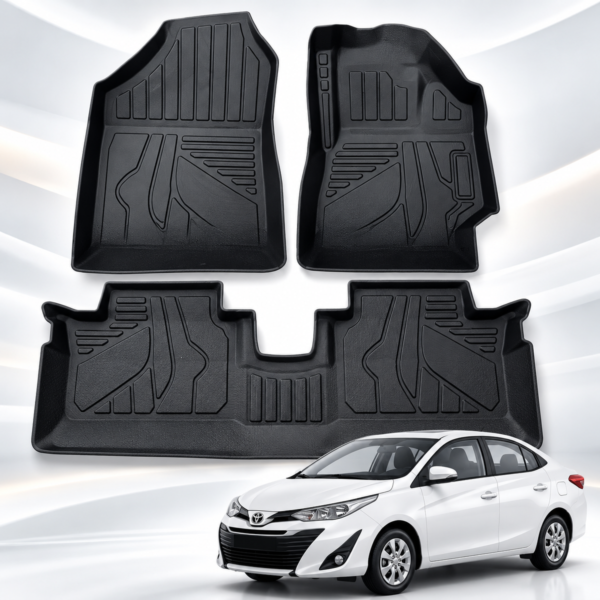 *Custom Fit TPE Floor Mats for Toyota Yaris 2018-2024 – Anti-Slip, Waterproof & Easy to Clean*
