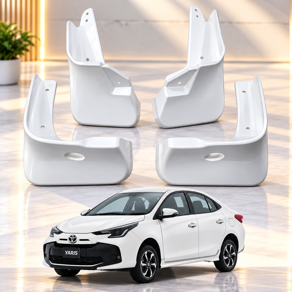 Toyota Yaris 2025-2026 White Mud Flaps