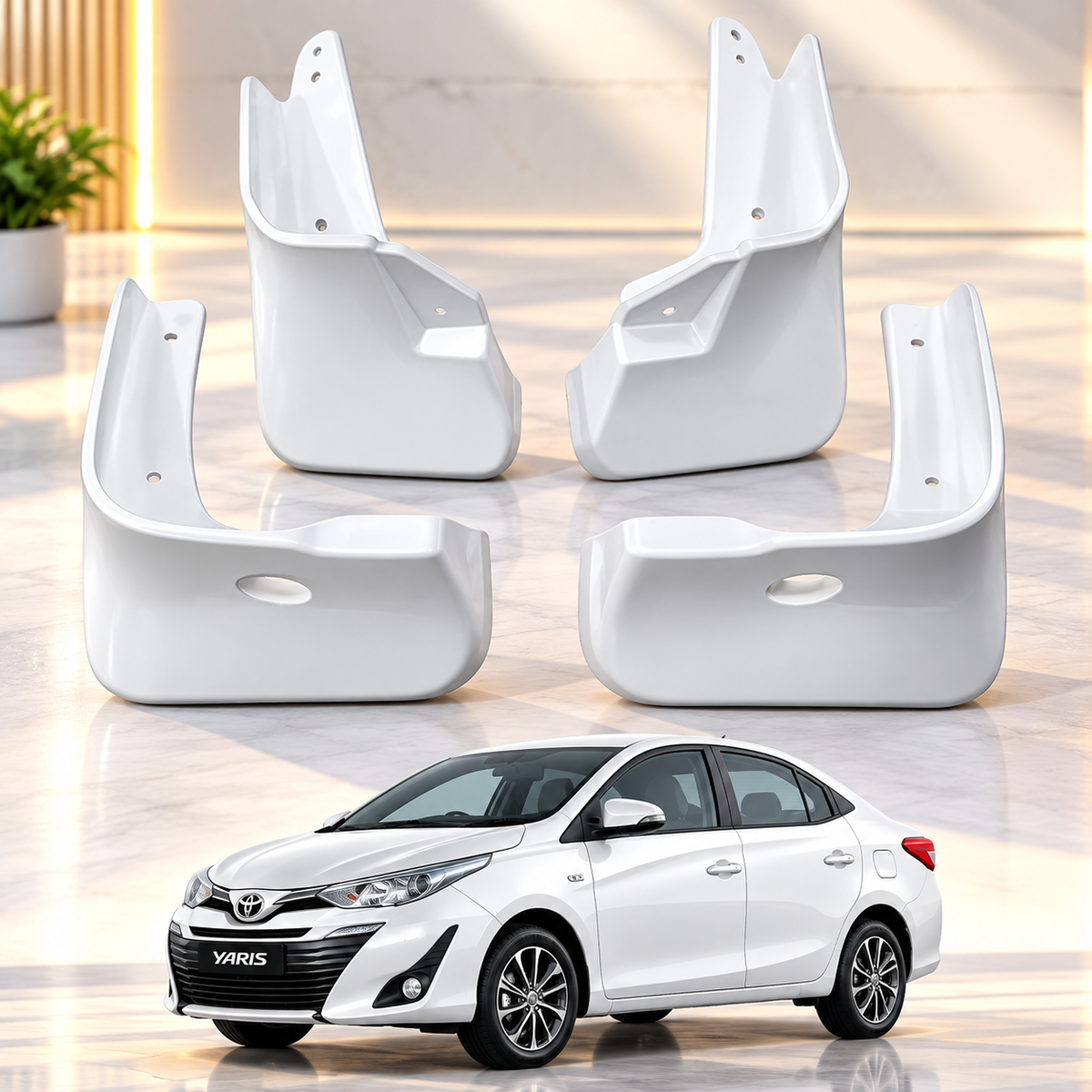 Toyota Yaris 2018-2024 White Mud Flaps