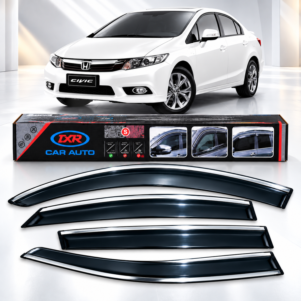 Honda Civic Reberth 2012-2015 TXR Air Press Sun Visor With Chrome