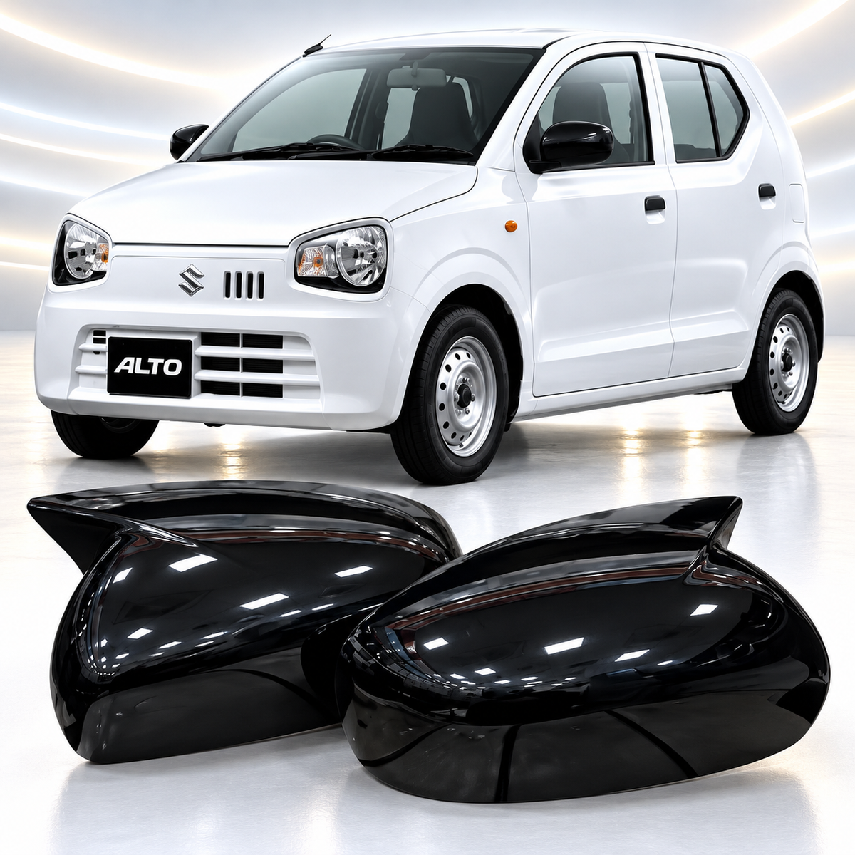 Suzuki ALto 2018-2026 Batman Style Piano Black Mirror Cover