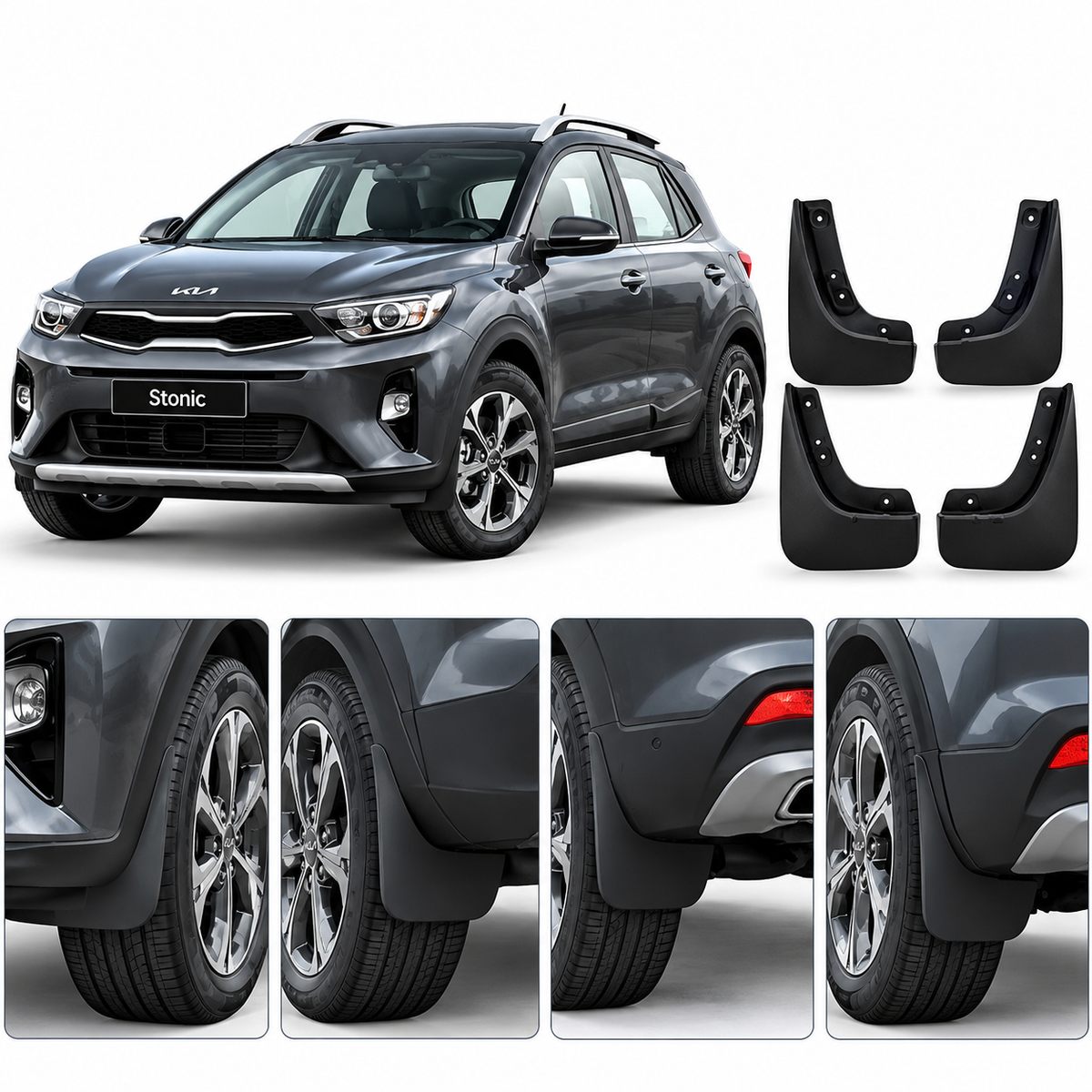 Kia Stonic 4pcs Black Mud Flaps