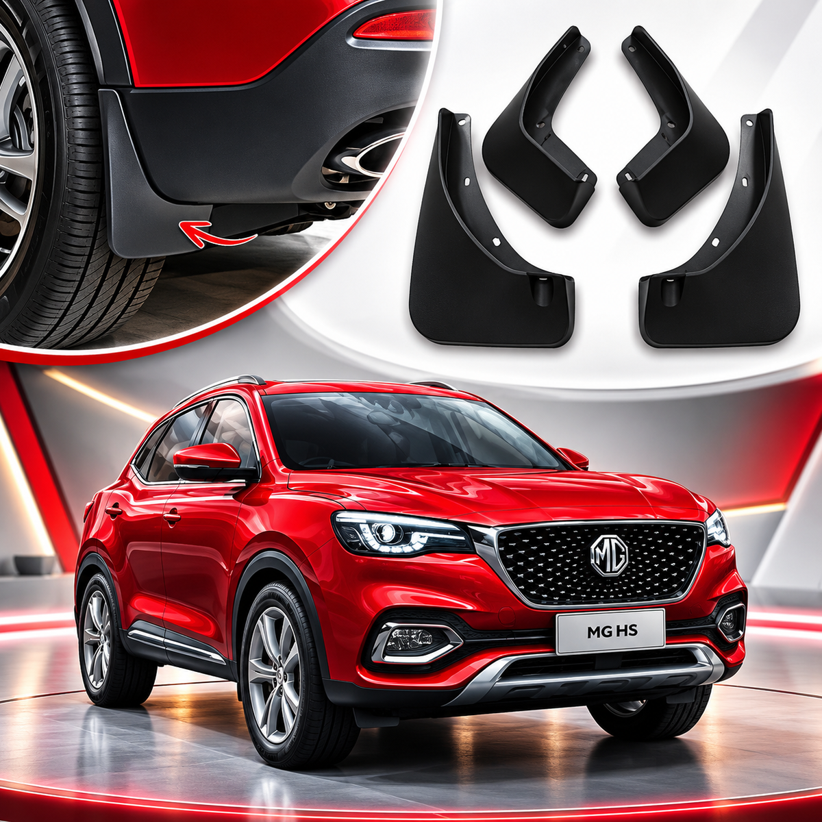 MG HS 2018-2024 4pcs Black Mud Flaps