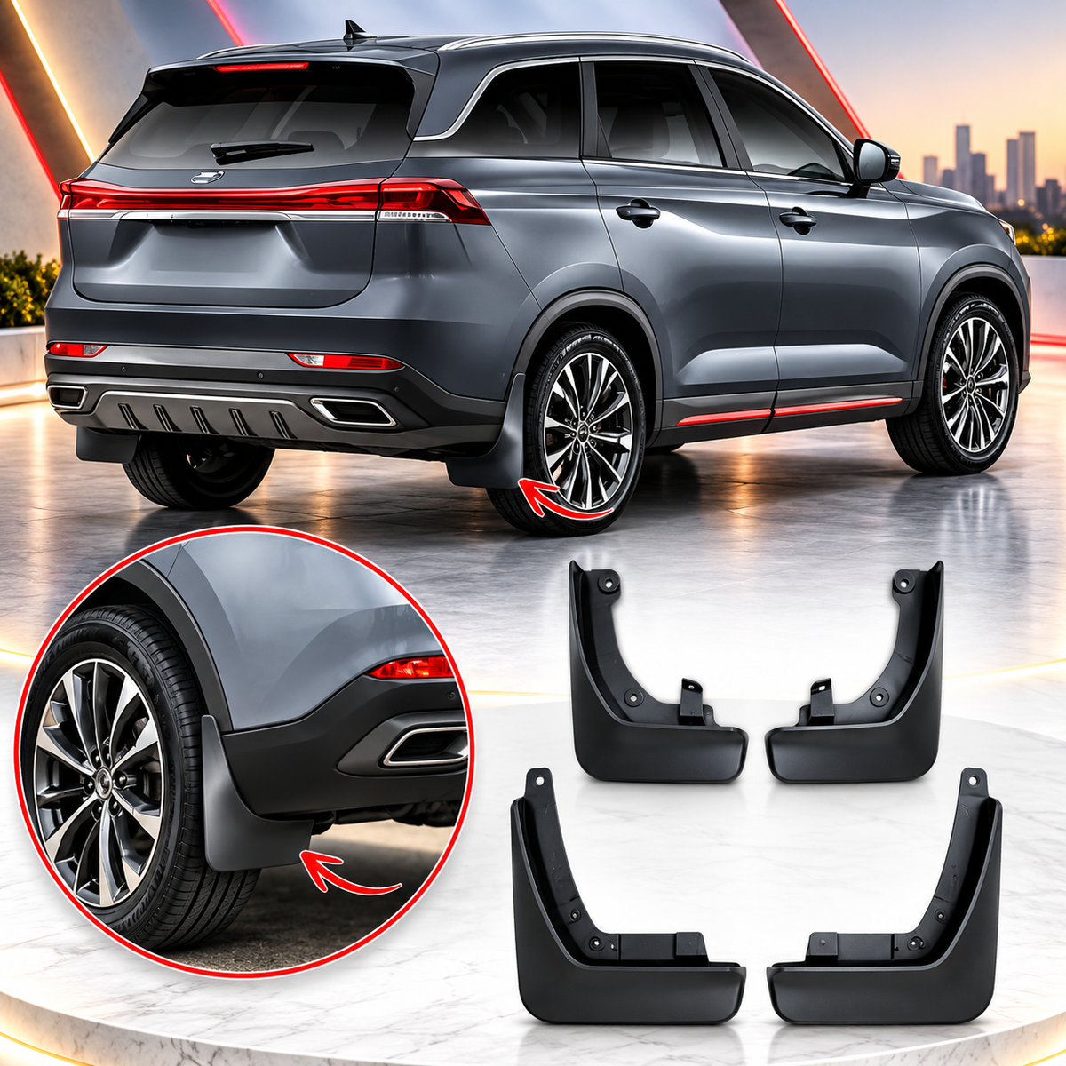 Oshan X7 4pcs Black Mud Flaps