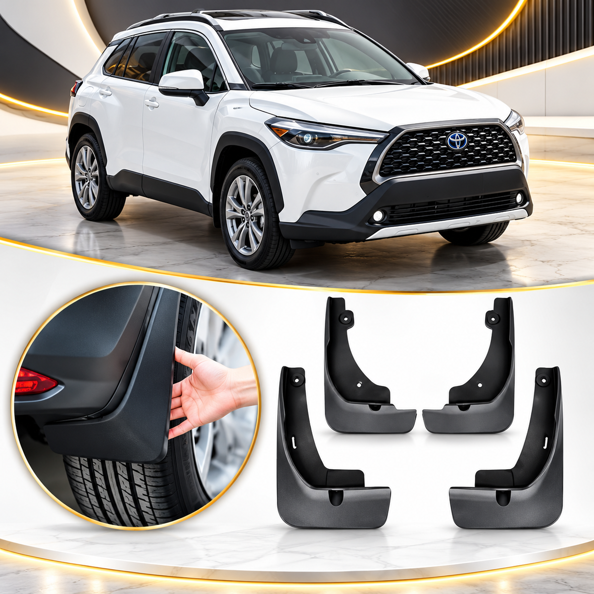 Toyota Corolla Cross 4pcs Black Mud Flaps