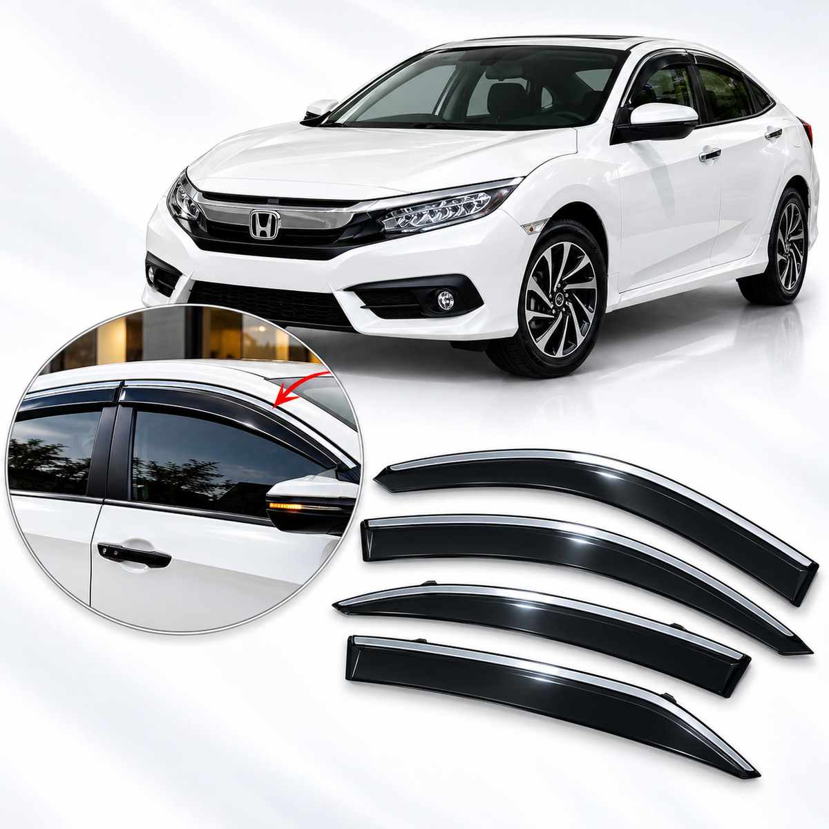 Honda Civic X 2016-2021 TXR Air Press Sun Visor With Chrome