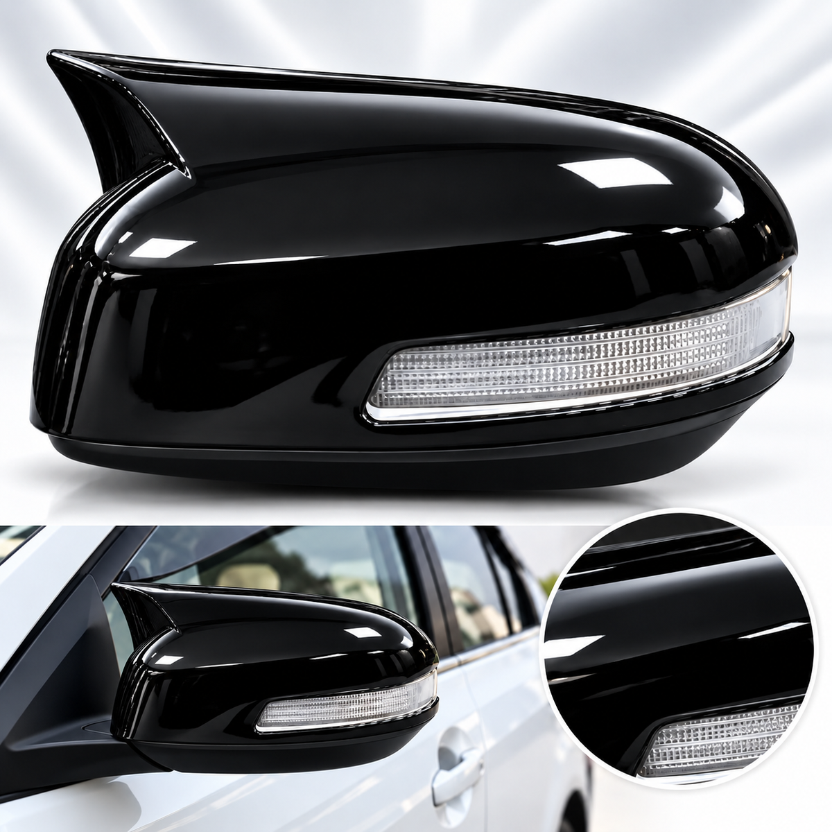 Honda City 2015-2020 Batman Style Piano Black Mirror Cover