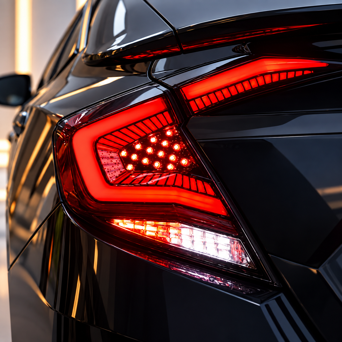 Honda Civic X 2016-2021 Snake Style Smoke Tail Lights Version 7 - Back Lamps - Rear Lamps