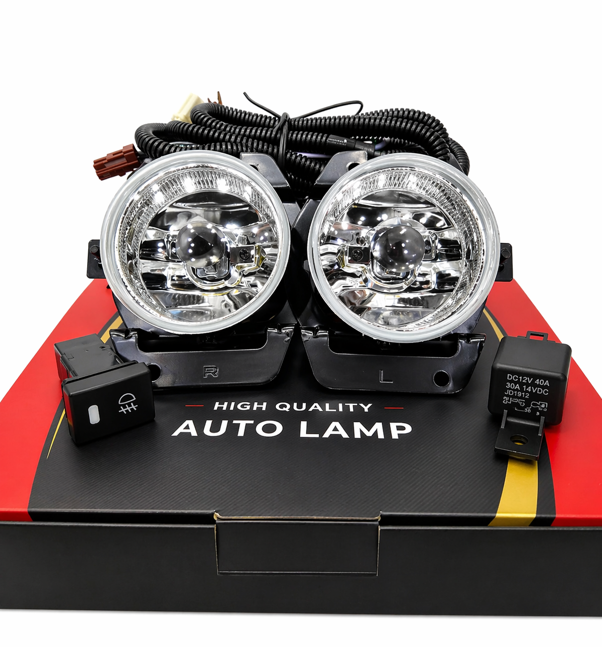 Toyota Belta 2007 DLAA Fog Lights Complete Set with Wiring Harness & Switch Button