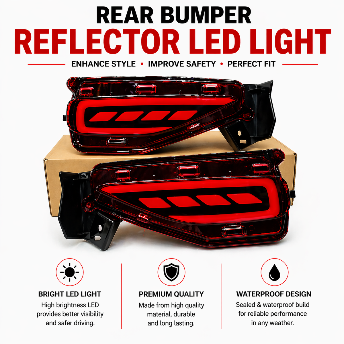Toyota Fortuner 2021–2026 Rear Bumper LED Lights – Tail Reflector Lamps