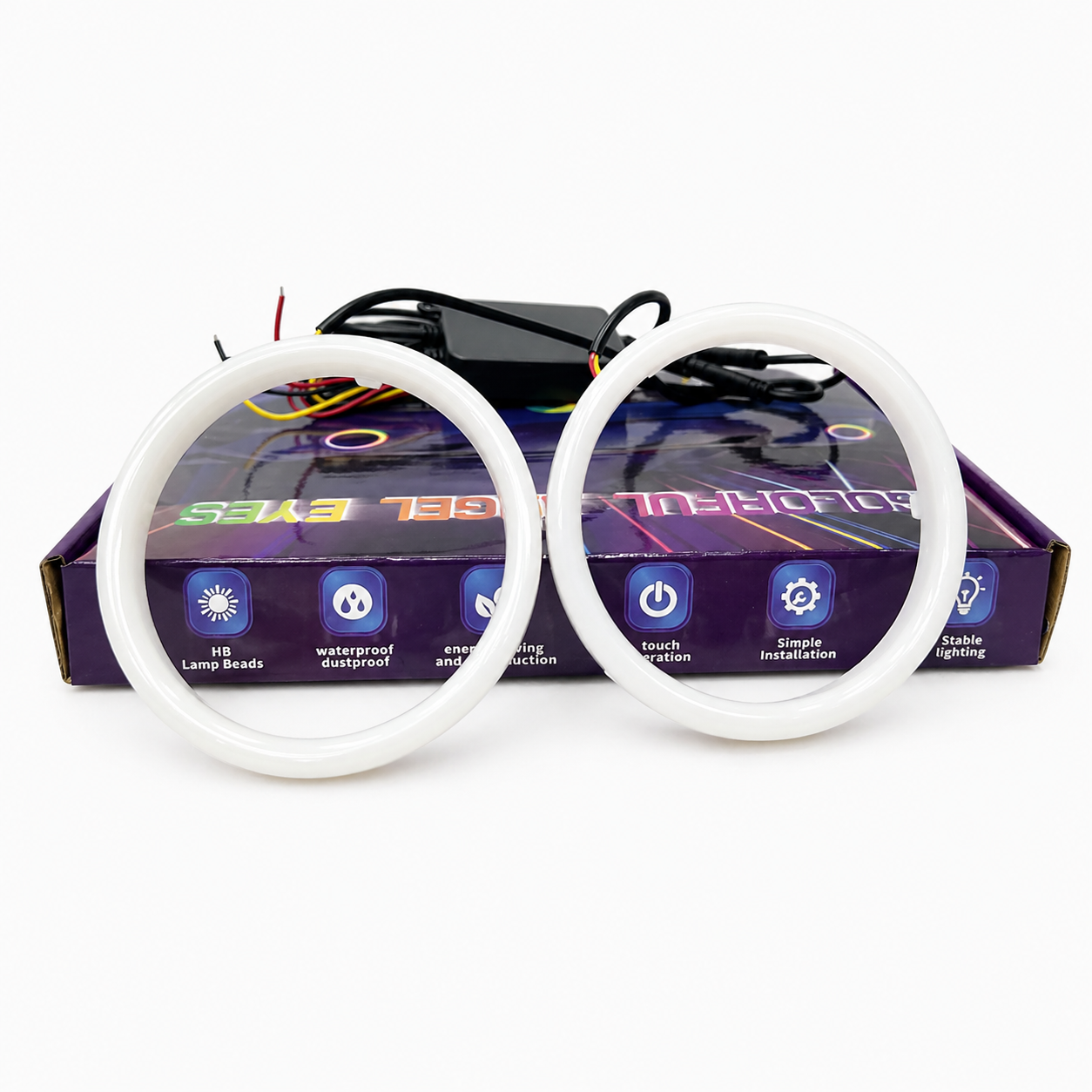 App Controlled RGB LED Ring Lights 1 Pair – Dynamic Running DRL 80MM / 90MM Universal Fit