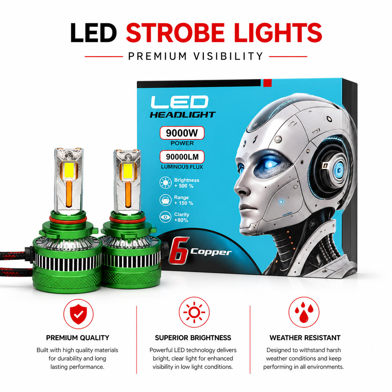 Gallardo 9000W LED Headlight Bulbs H4 / 9005 / H11 – Ultra Bright Car Lighting Upgrade