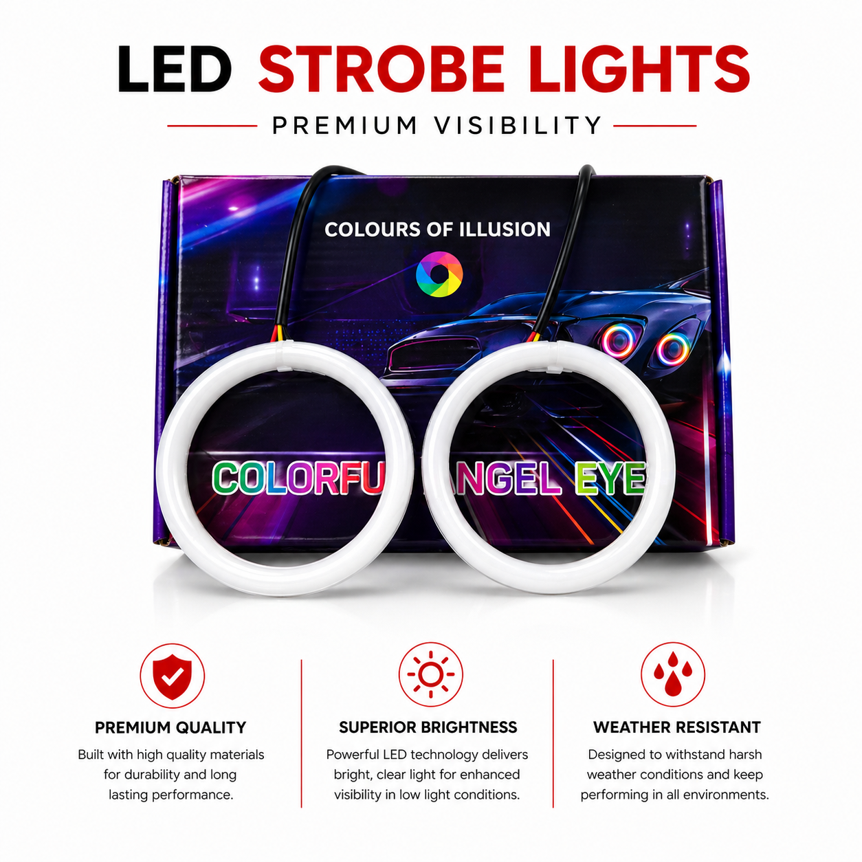 App Controlled RGB LED Ring Lights 1 Pair – Dynamic Running DRL 80MM / 90MM Universal Fit