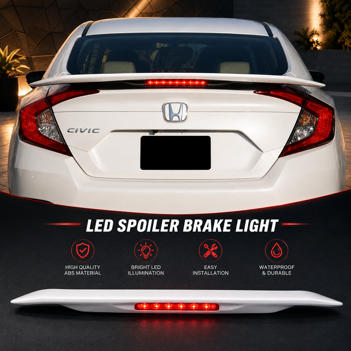 Honda Civic 2016-2021  RS Trunk Spoiler ABS Plastic