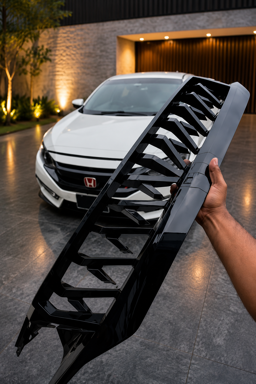 Honda Civic 2016-2021 Piano Black Teathem Style Front Grill