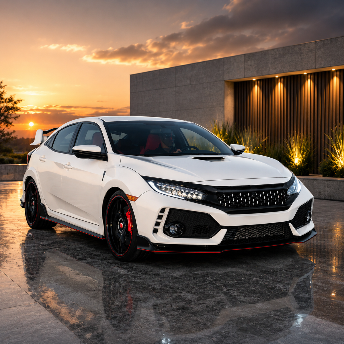 Honda Civic 2016-2021 Piano Black Diamond Style Front Grill