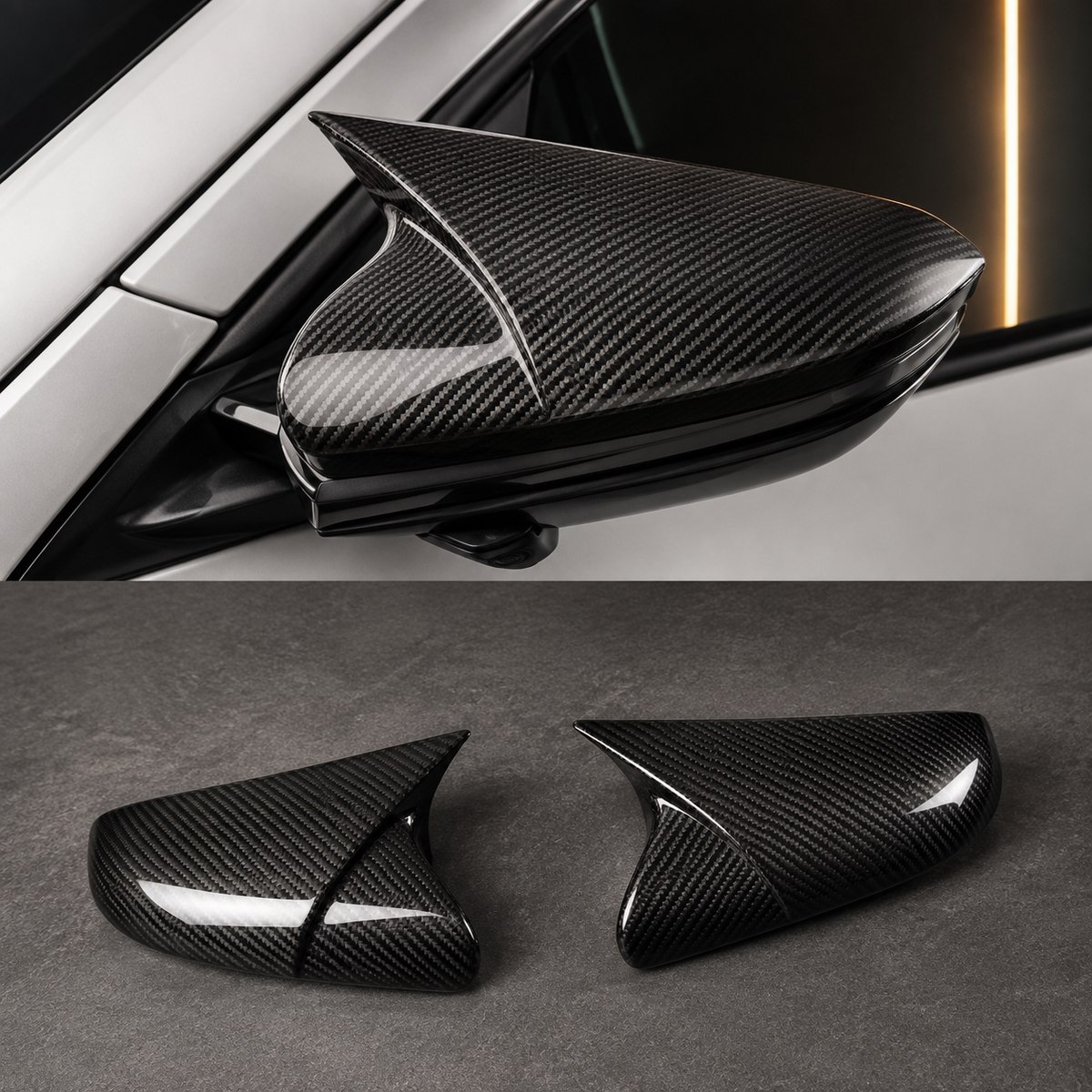 Honda Civic X 2016-2021 - Batman Style Carbon Mirror Covers