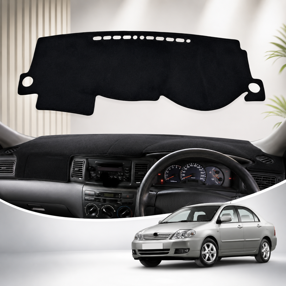 Toyota Corolla 2003–2007 Dashboard Mat Velvet Non-Slip Dash Cover – Custom Fit Sun Protection