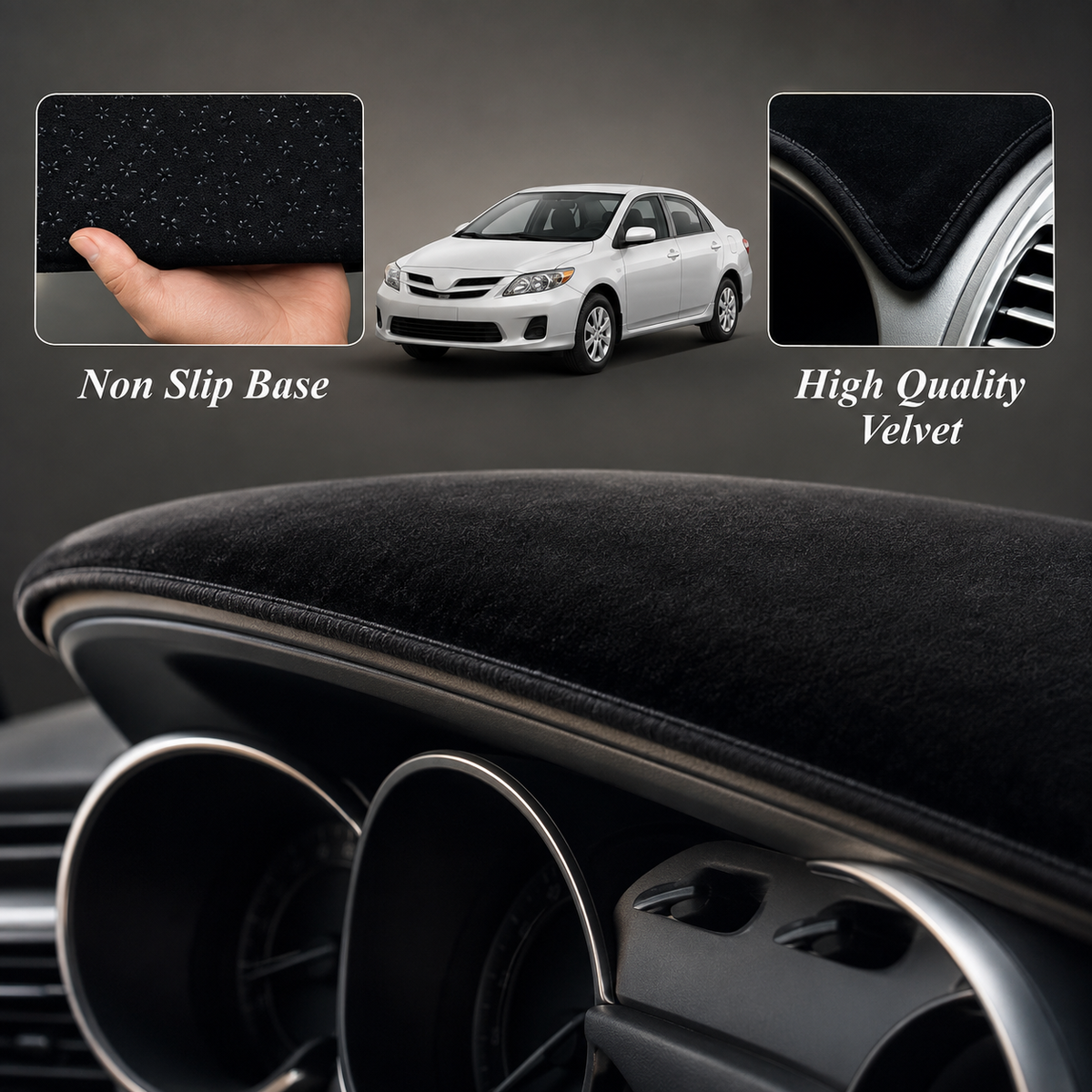 Toyota Corolla 2008–2011 Dashboard Mat Velvet Non-Slip Dash Cover – Custom Fit Sun Protection