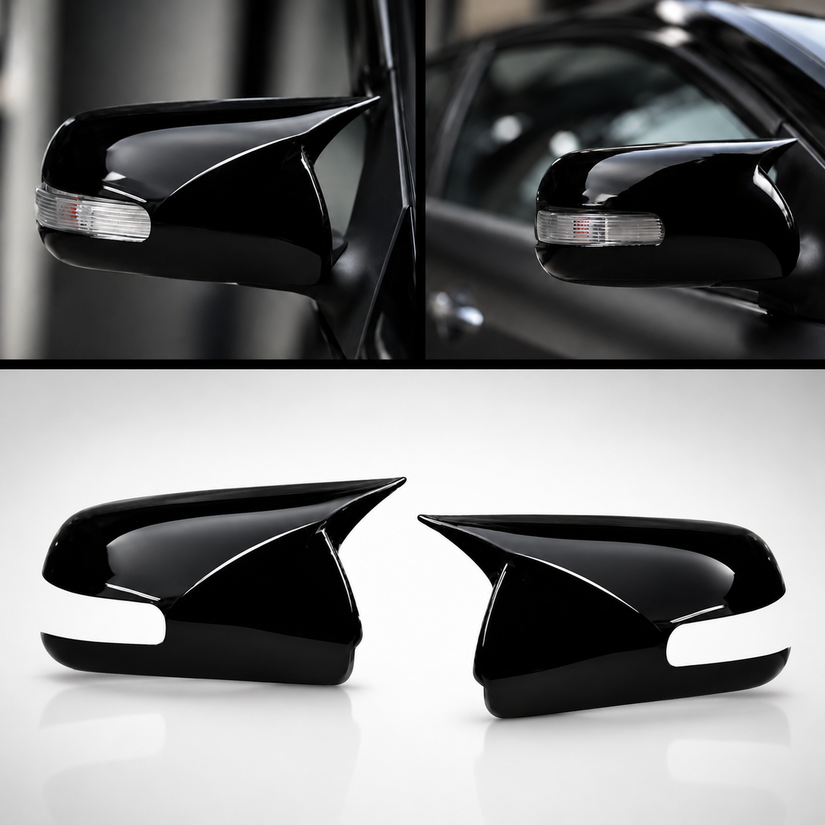 Toyota Corolla 2008-2011 Piano Black Batman Mirror Cover