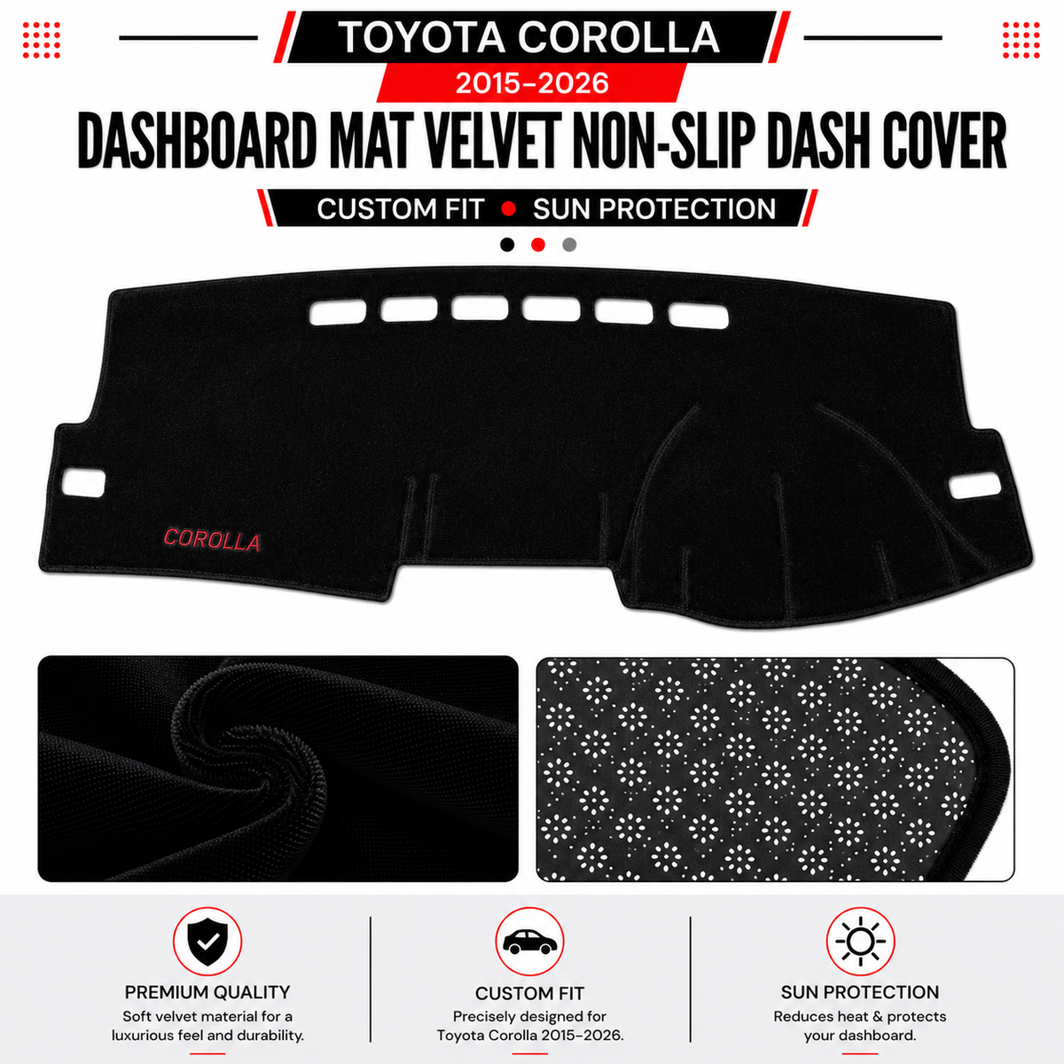 Hyundai Elantra 2021–2024 Dashboard Mat Velvet Non-Slip Dash Cover – Custom Fit Sun Protection