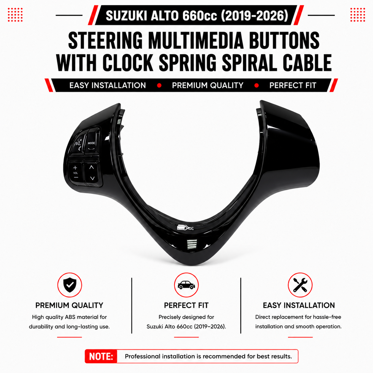 Suzuki Alto 660cc (2019-2026) Steering Multimedia Buttons with Clock Spring Spiral Cable