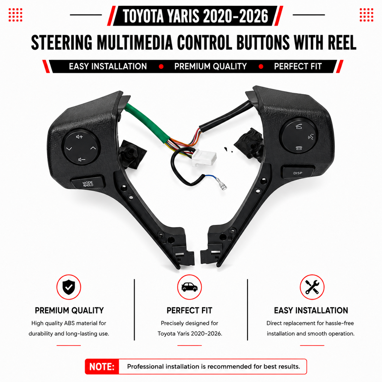 Yaris 2020-2026  Steering Multimedia Control Buttons with Reel