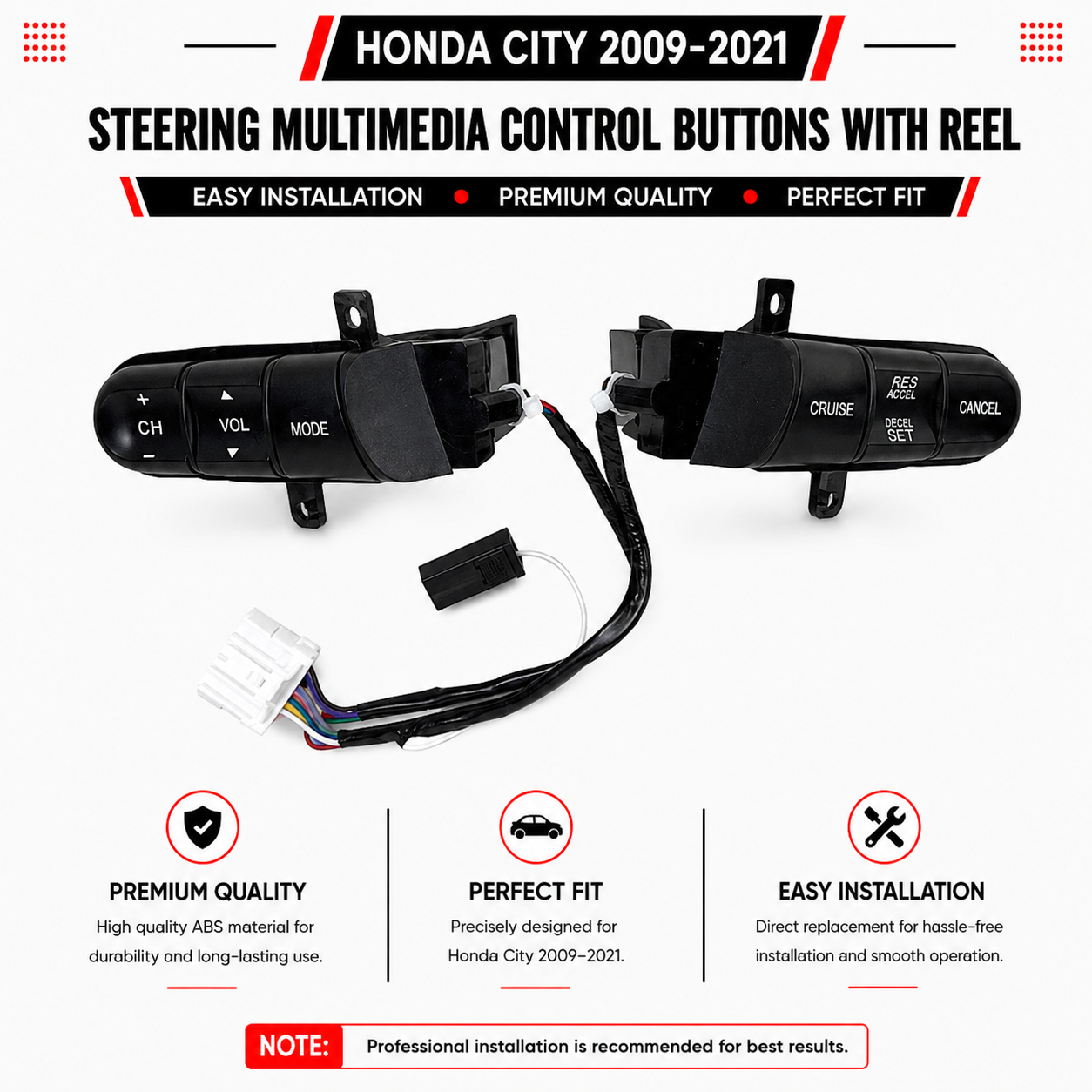 City 2009-2021 Steering Multimedia Control Buttons with Reel