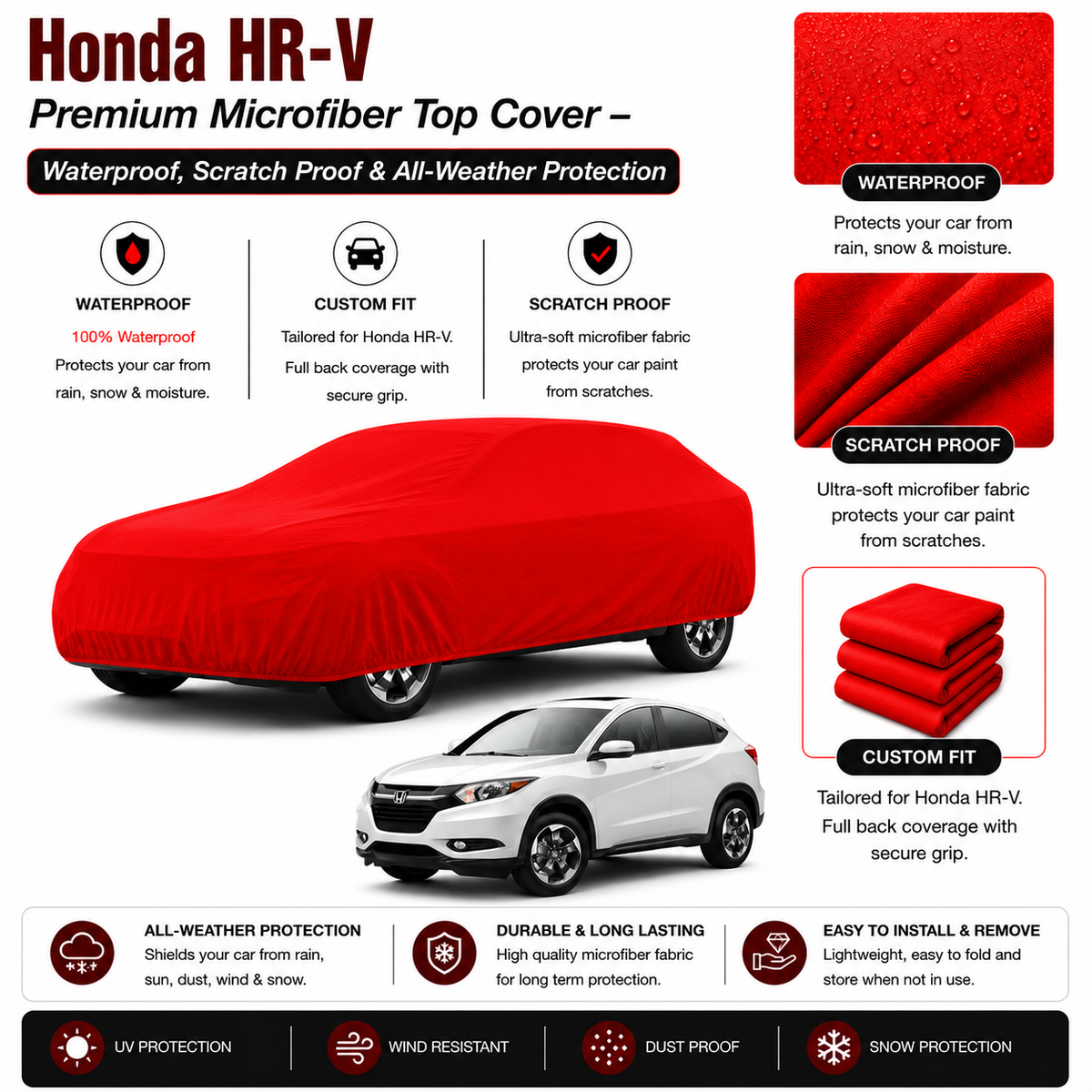 Honda HR-V Premium Microfiber Top Cover – Waterproof, Scratch Proof & All-Weather Protection