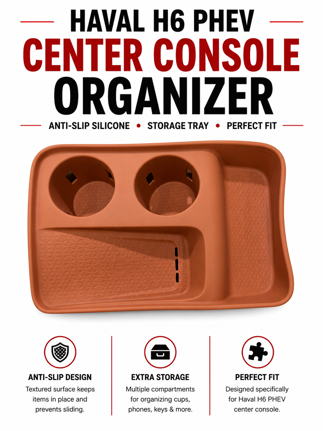 Haval H6 PHEV Center Console Organizer – Anti-Slip Silicone Storage Tray