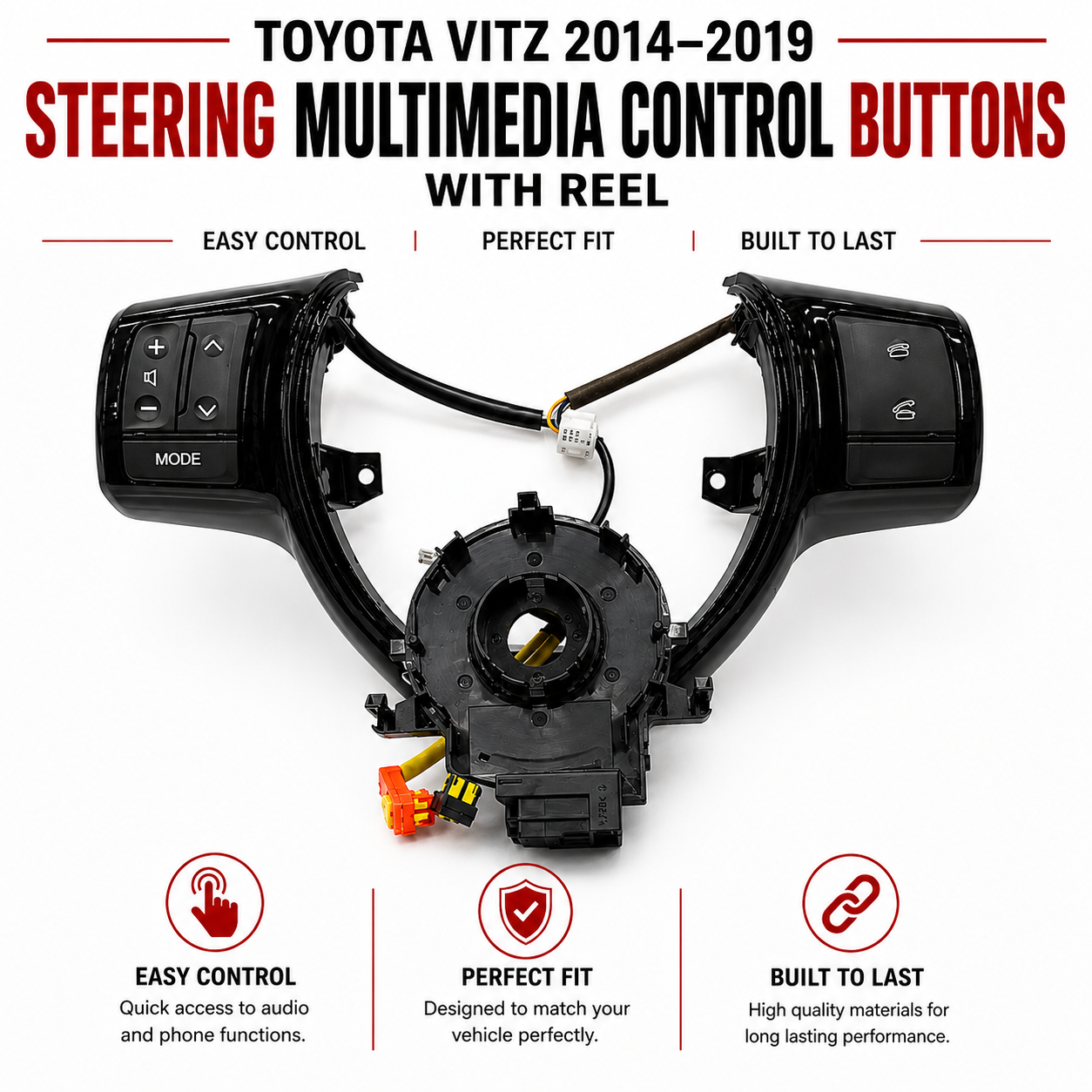 Toyota Vitz 2014–2019 Steering Multimedia Control Buttons with Reel
