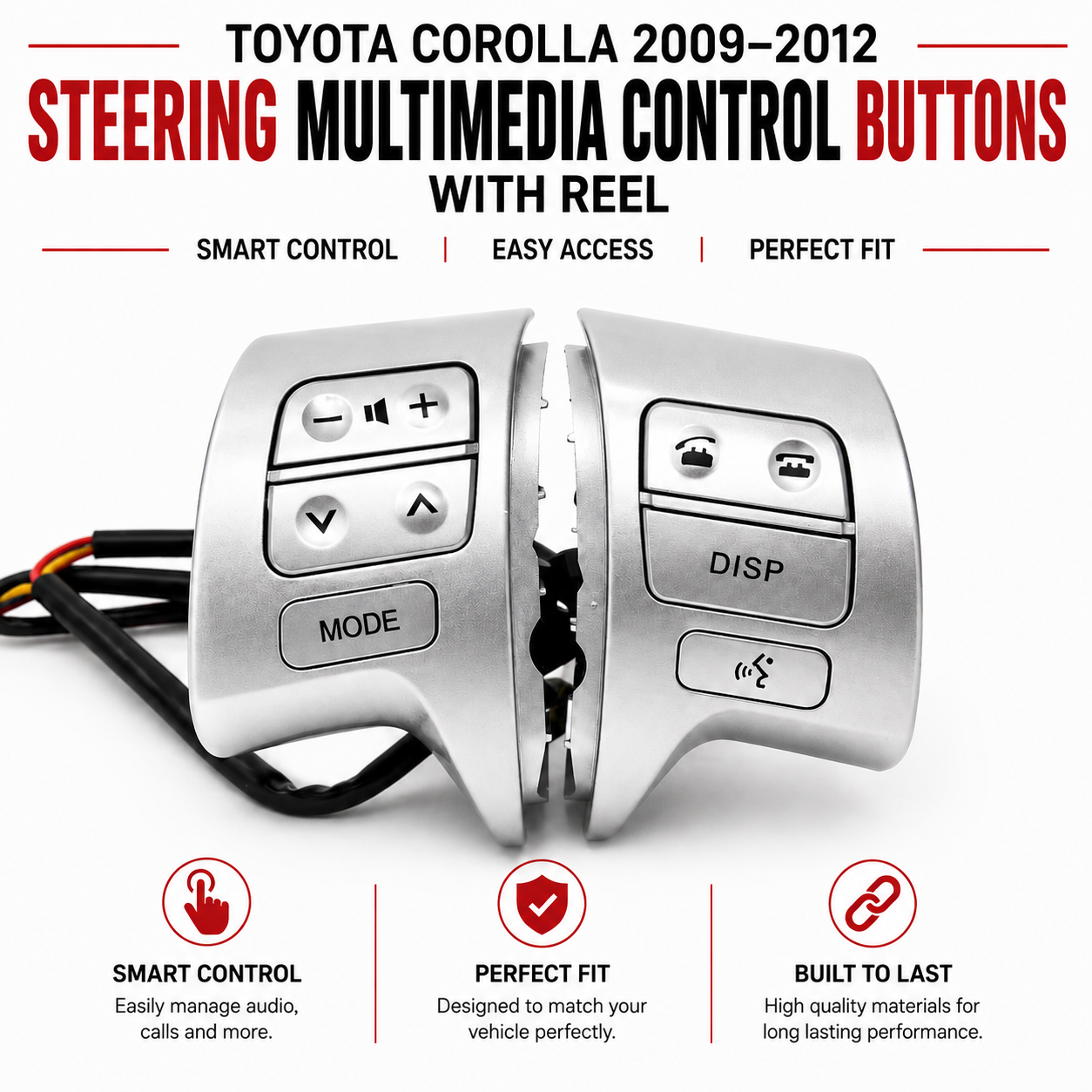 Toyota Corolla 2009–2012 Steering Multimedia Control Buttons with Reel