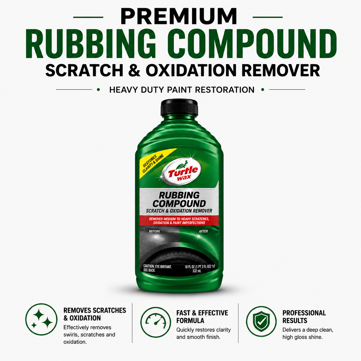 Clean Cut Rubbing Compound 532ml | Heavy Duty Scratch & Oxidation Remover