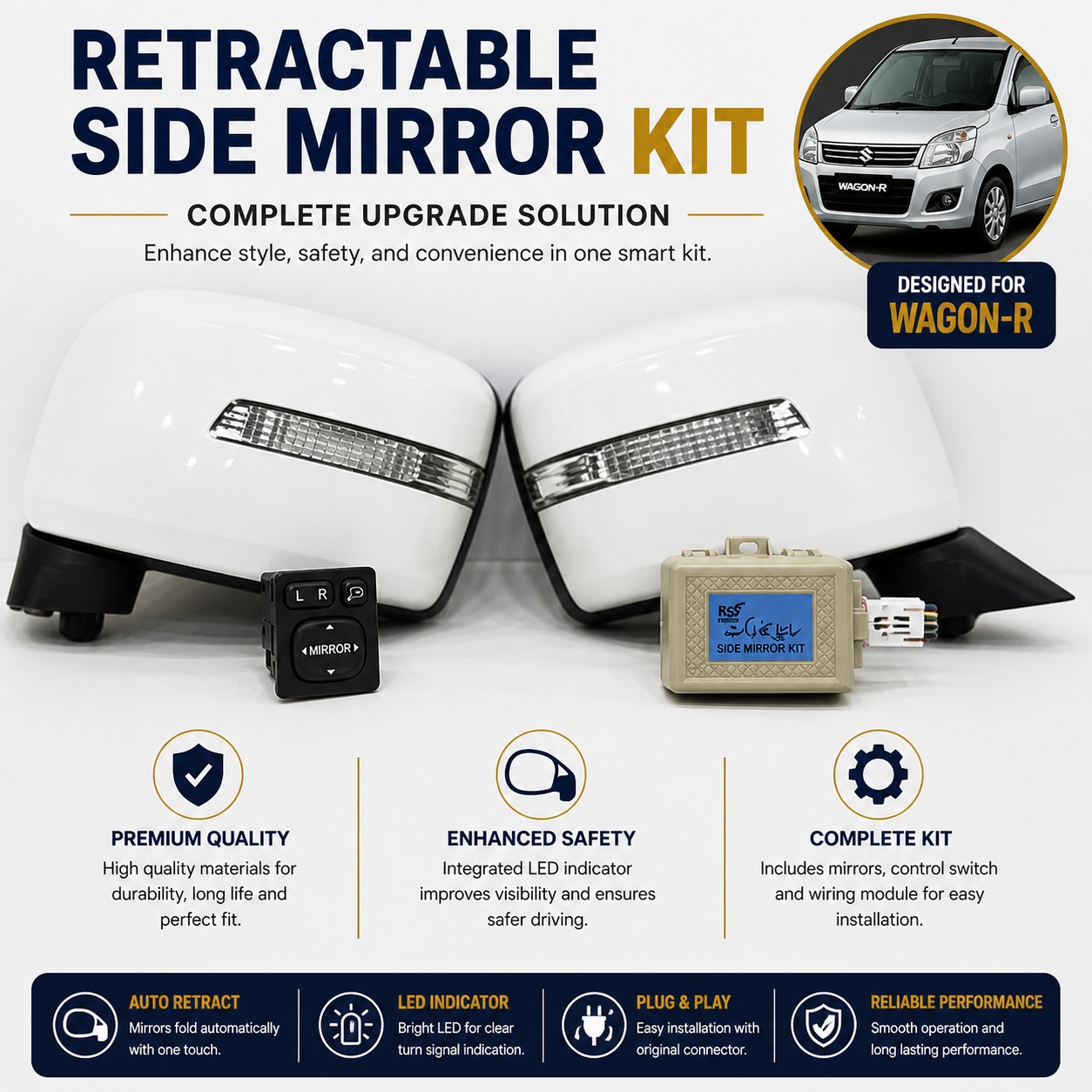 Retractable Japanese Side Mirror For Wagon- R