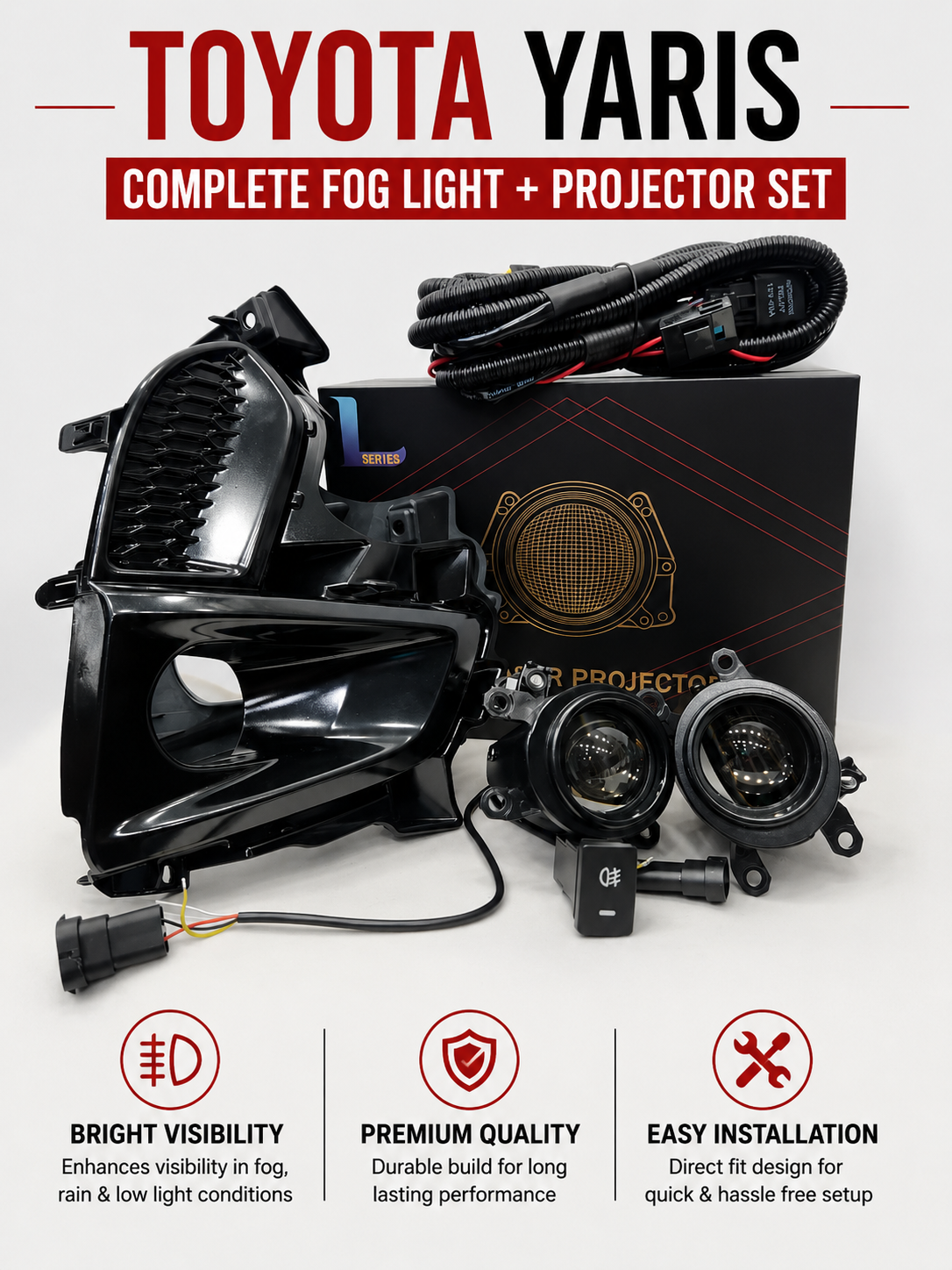 Toyota Yaris Complete Fog Light + Projector Set