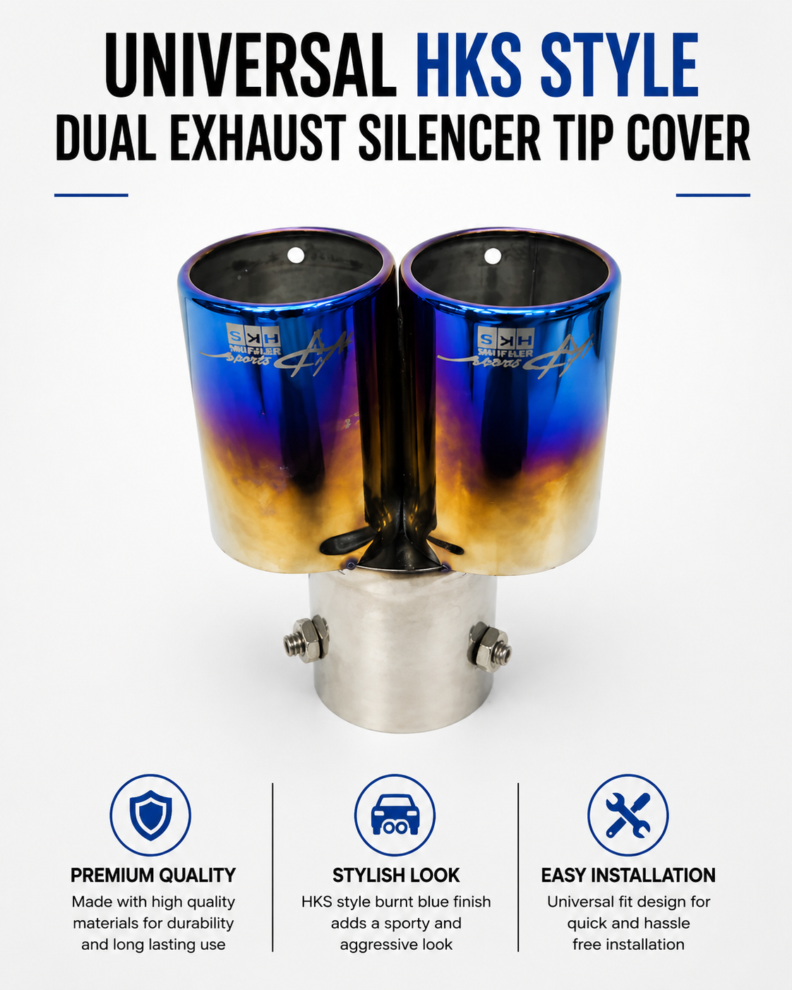 Universal HKS Style Dual Exhaust Silencer Tip Cover